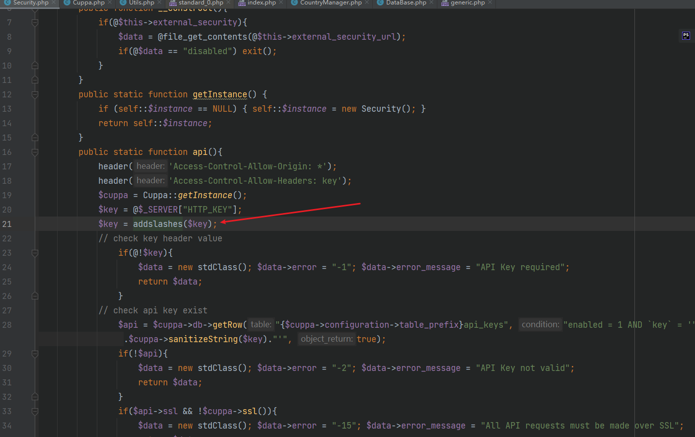 SQL injection in the key parameter in /api/index.php leads to arbitrary ...